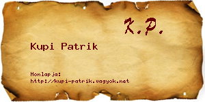 Kupi Patrik névjegykártya